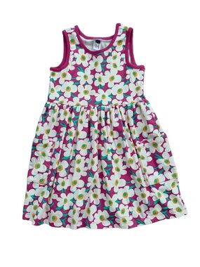 Hanna Andersson Size 120, 6-7, Bold Poppy Floral Pocket Tank Dress